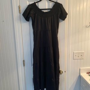 Black maxi tiered dress off shoulder dress